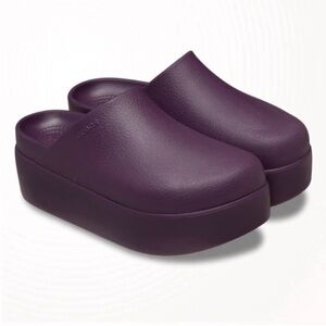 CROCS Platform Clog Mules in Deep Purple